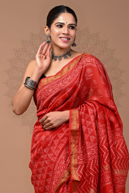 Office Wear Maheshwari Silk Saree With Blouse