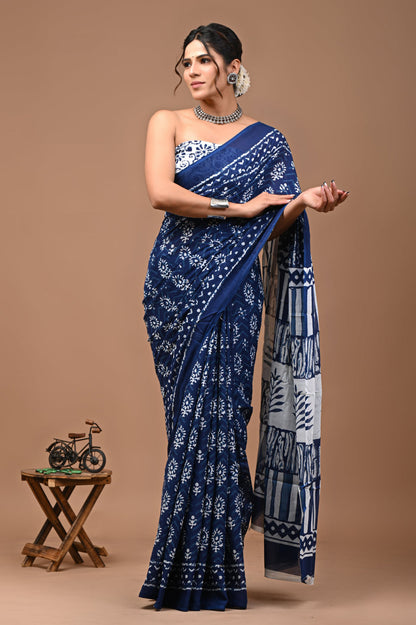 Festival Wear Cotton Saree With Blouse