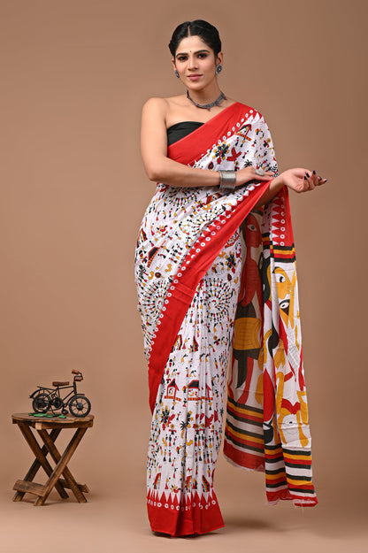 Pure Cotton Saree With Blouse