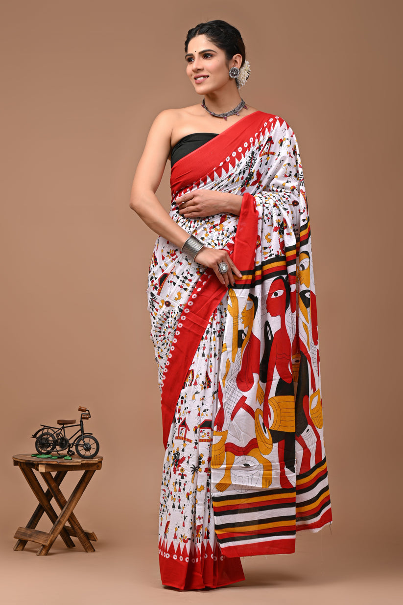 Pure Cotton Saree With Blouse