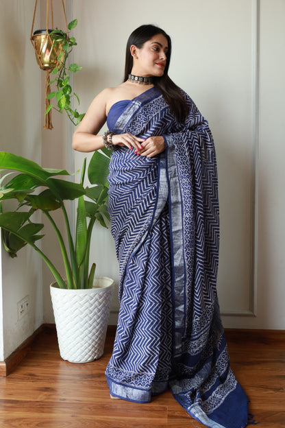Party Wear Linen Saree With Blouse