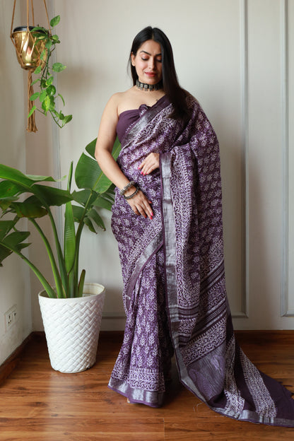 Office Wear Linen Saree With Blouse
