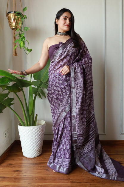 Office Wear Linen Saree With Blouse