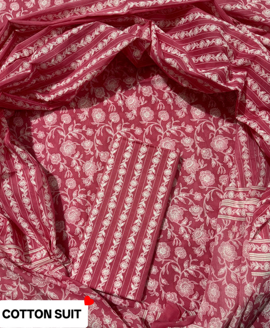 Party Wear Cotton suit set with Cotton duppta