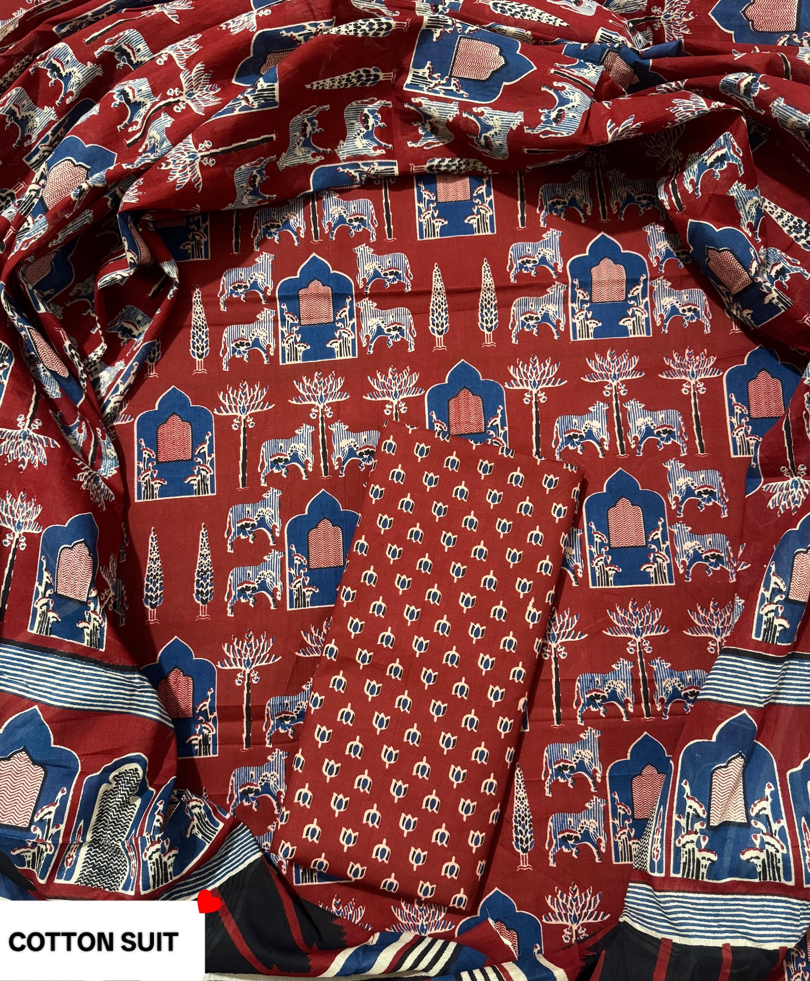 Summer Wear Unstitched Cotton suit with Cotton duppta