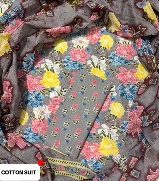 Bagru Prime Unstitched Cotton Suit With Cotton duppta