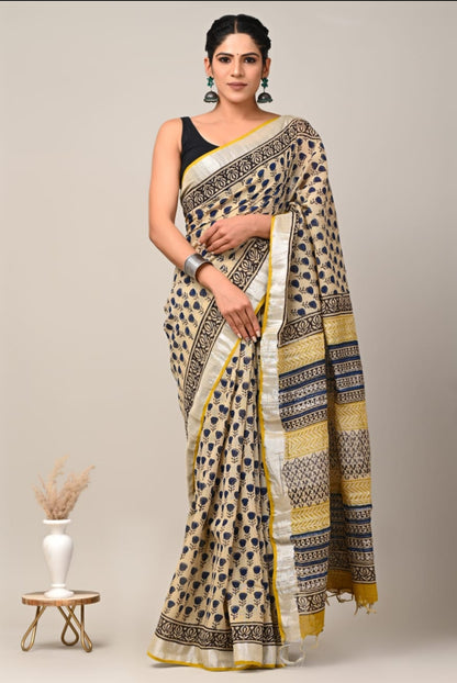Party Wear Printed Lilen sarees with blouse