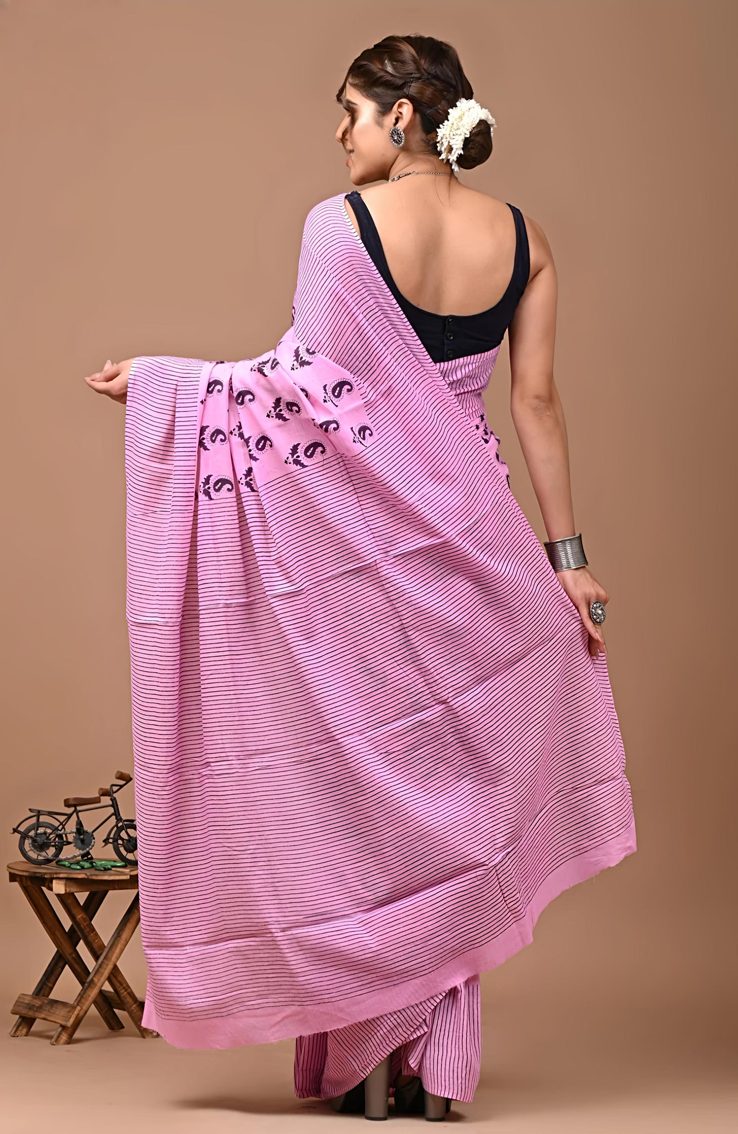 Bagru Prime Printed Cotton Mulmul Saree