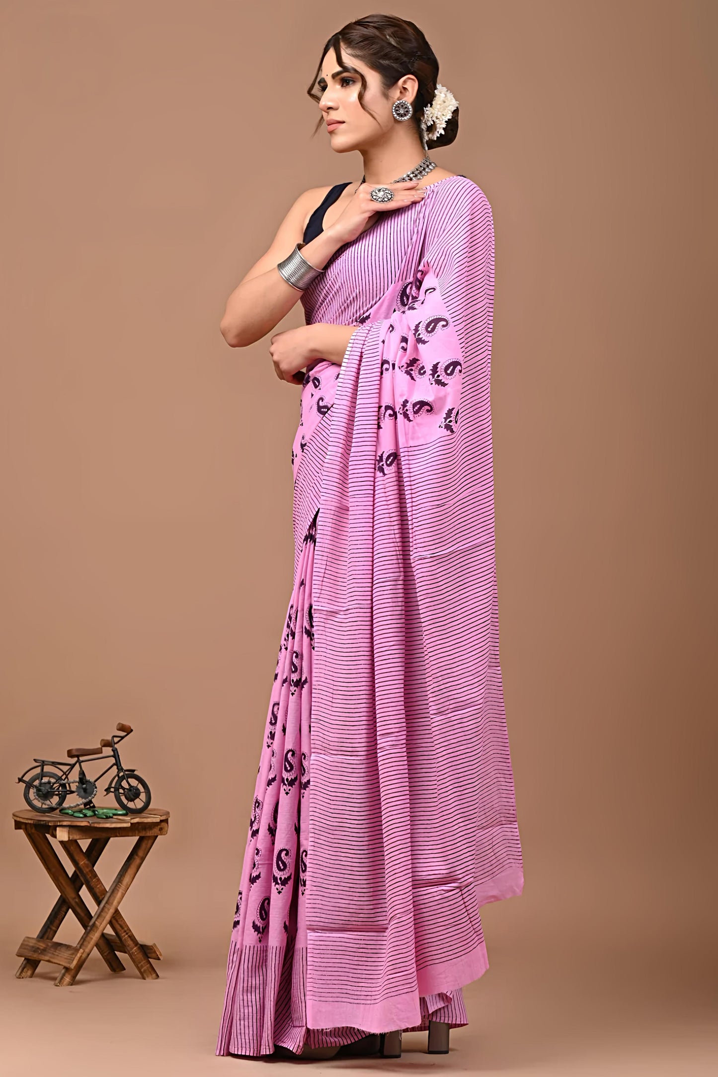 Bagru Prime Printed Cotton Mulmul Saree
