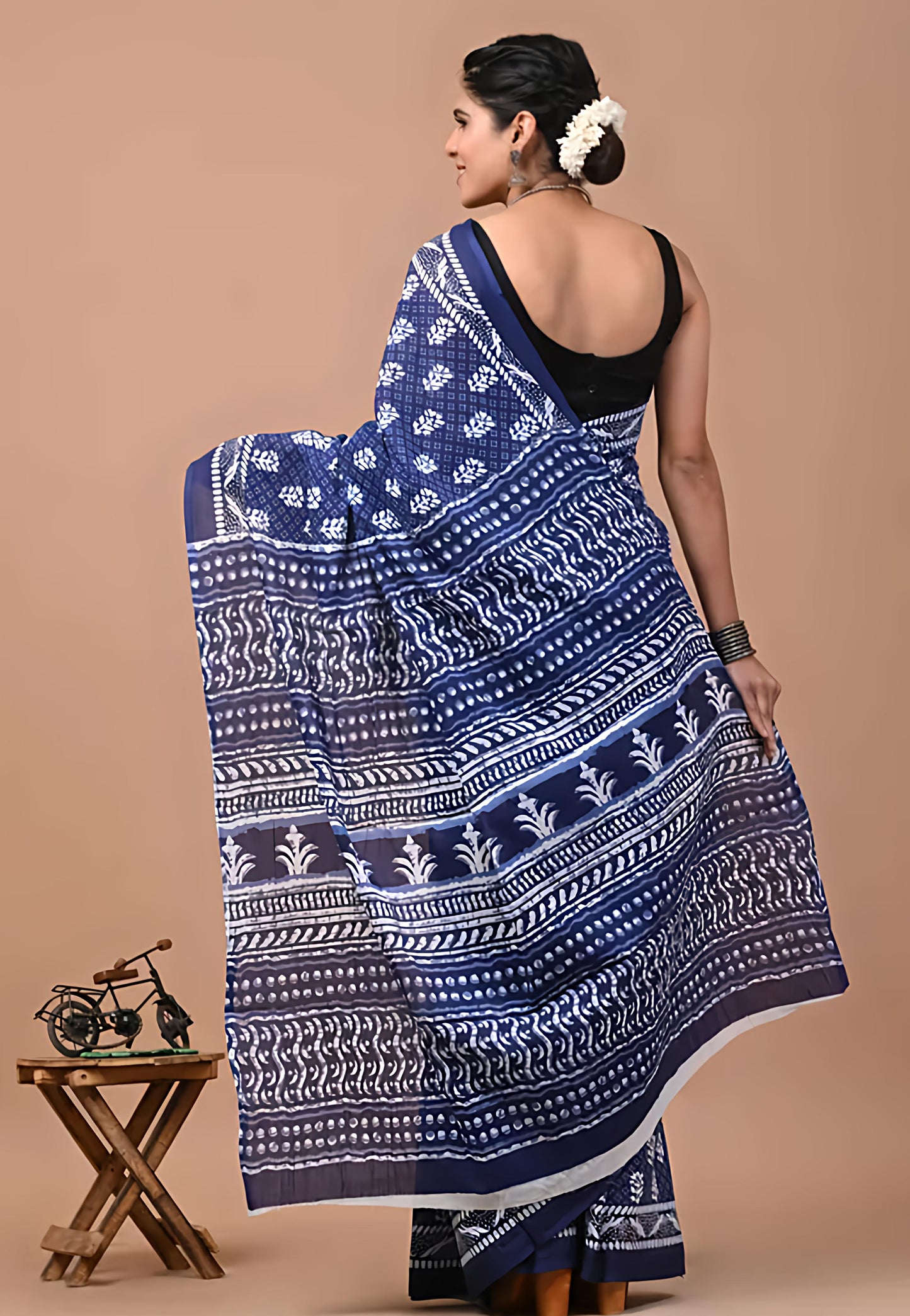 Indigo Love Pure Cotton Mulmul Saree