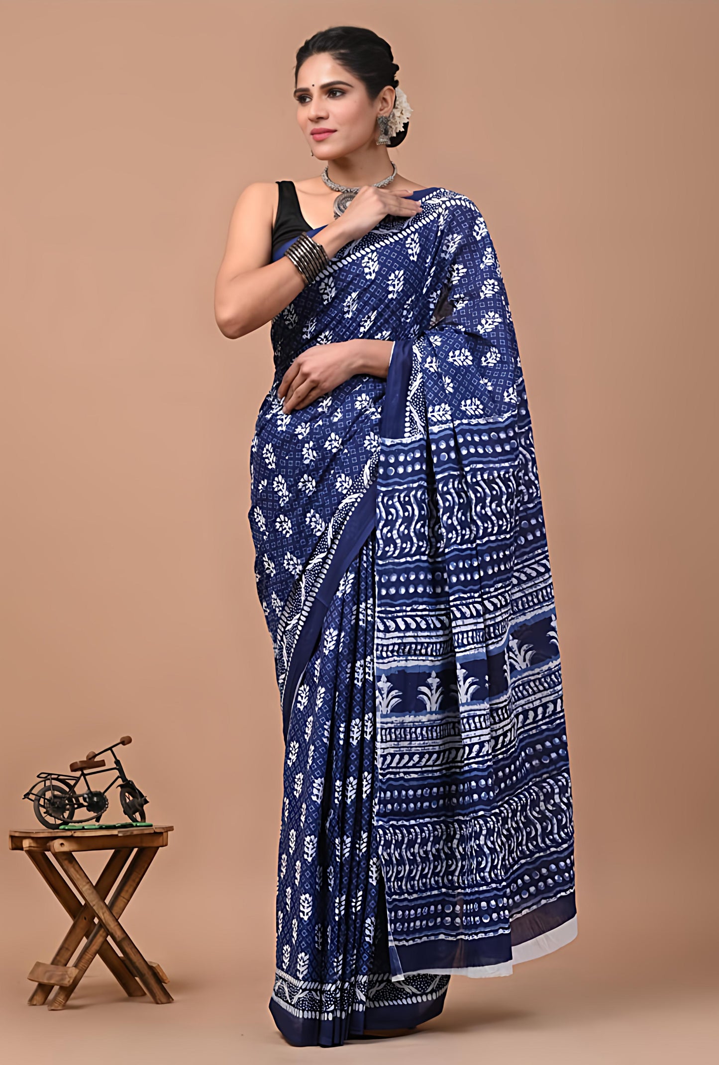 Indigo Love Pure Cotton Mulmul Saree
