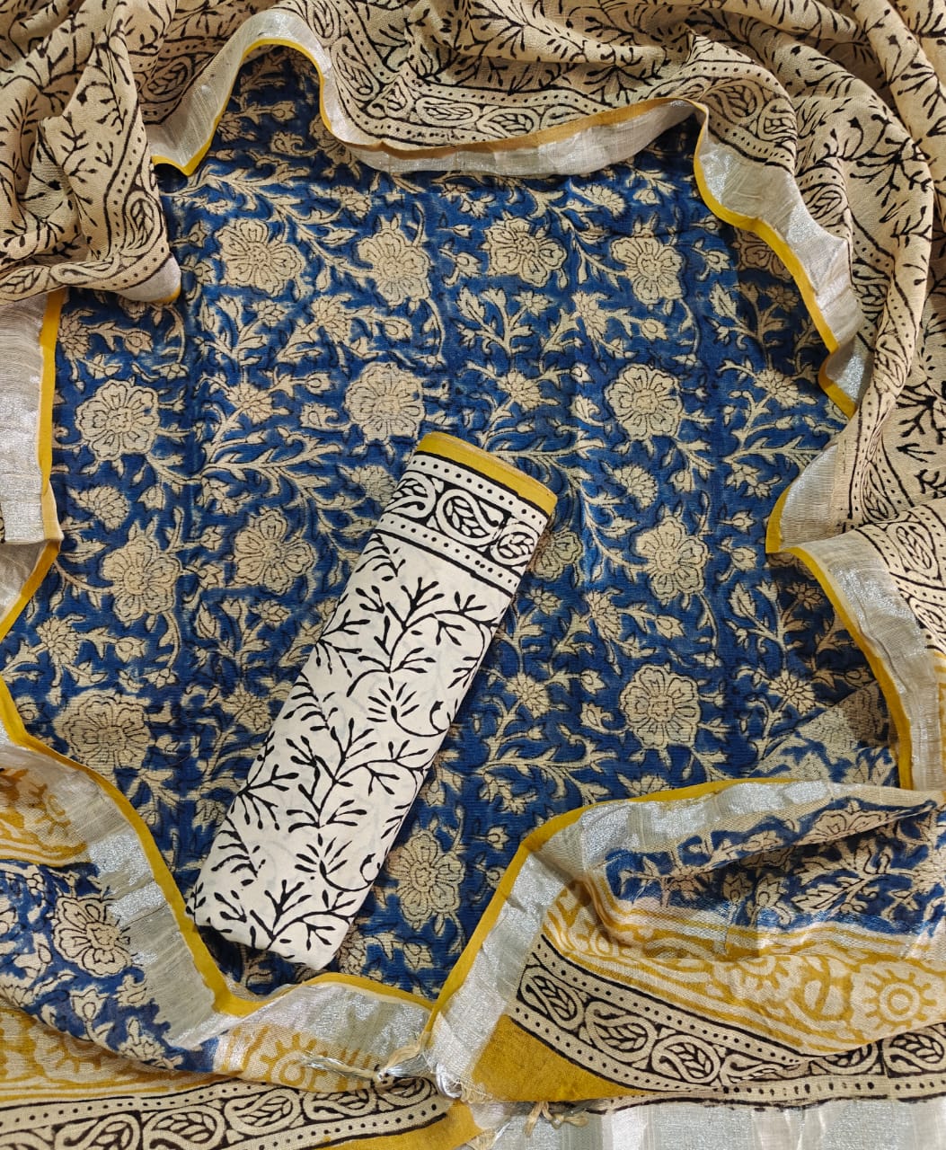 Bagru prime hand block printed Full Lilen Suit
