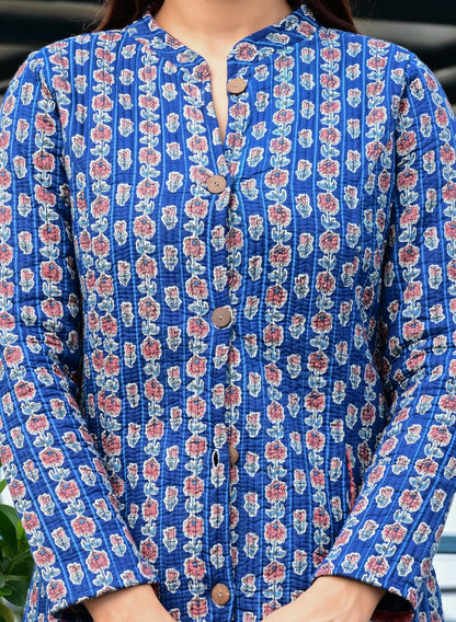Hand block printed Long Winter jacket