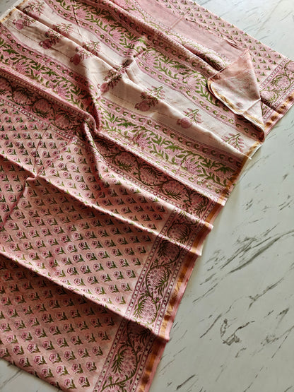 Bagru print Chanderi silk saree
