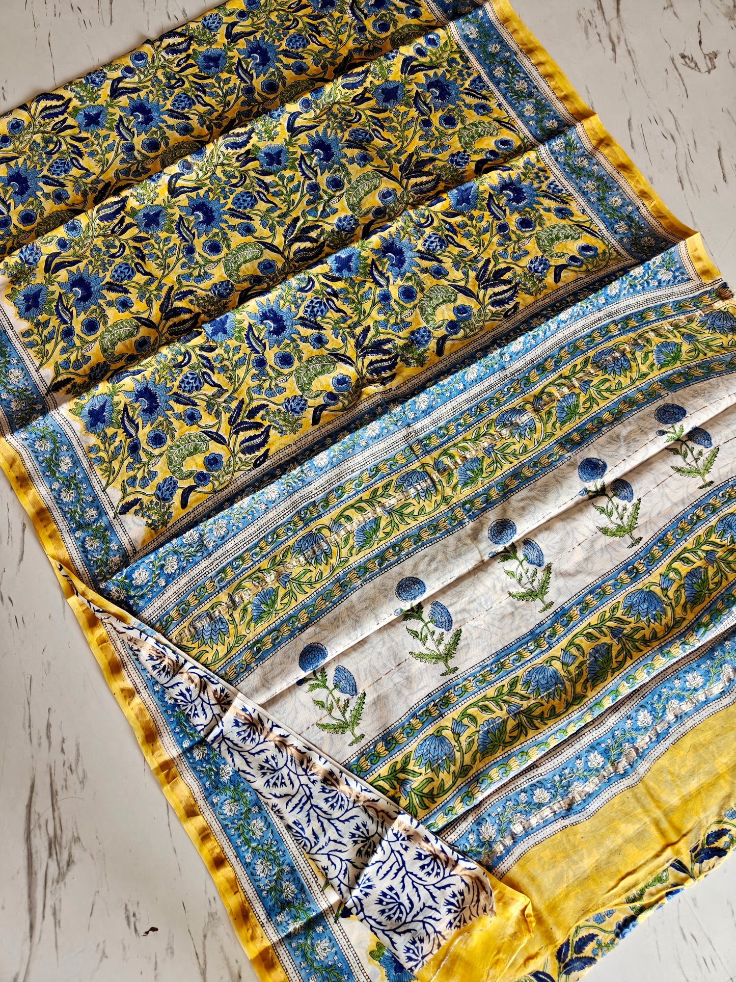 Bagru print Chanderi silk saree