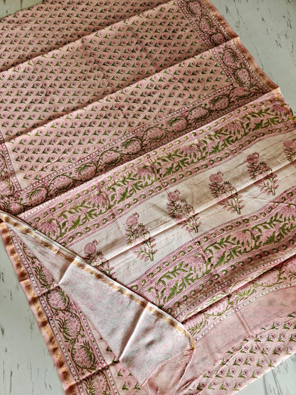 Bagru print Chanderi silk saree
