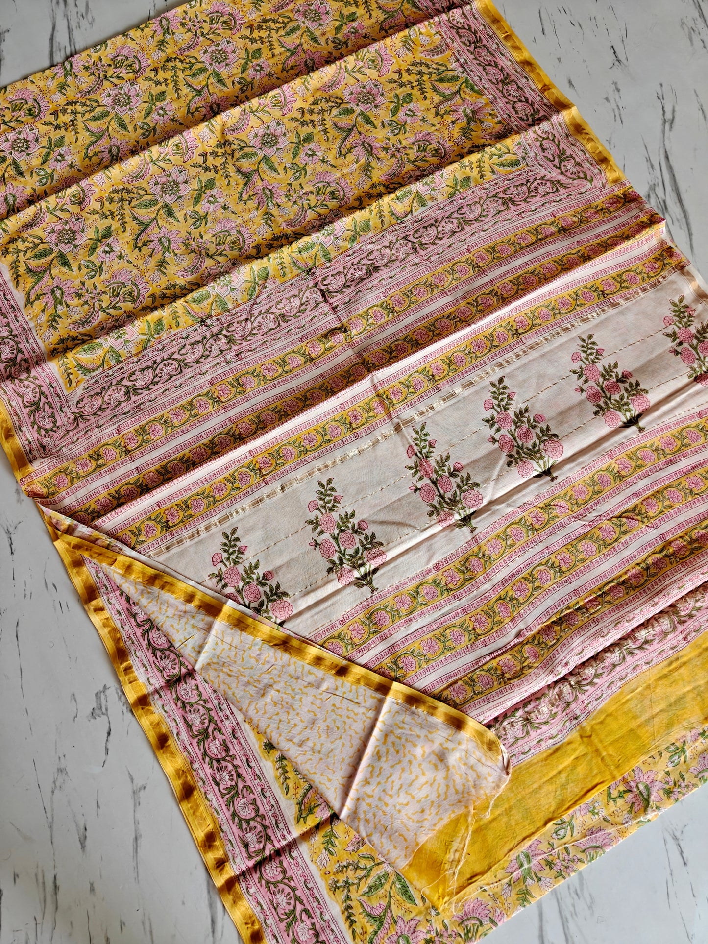 Bagru print Chanderi silk saree