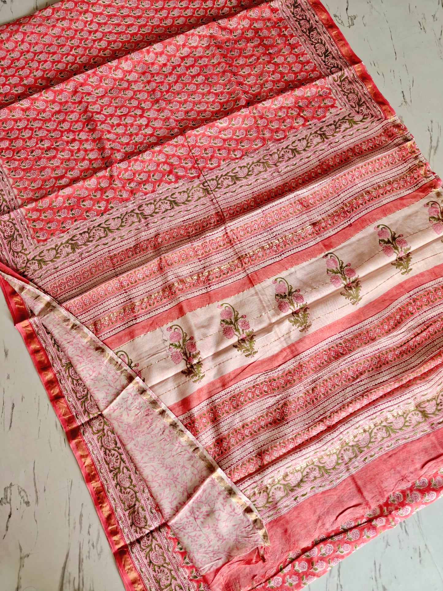 Bagru print Chanderi silk saree