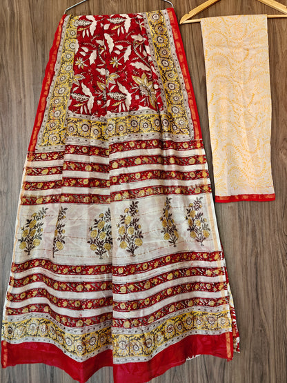 Bagru print Chanderi silk saree