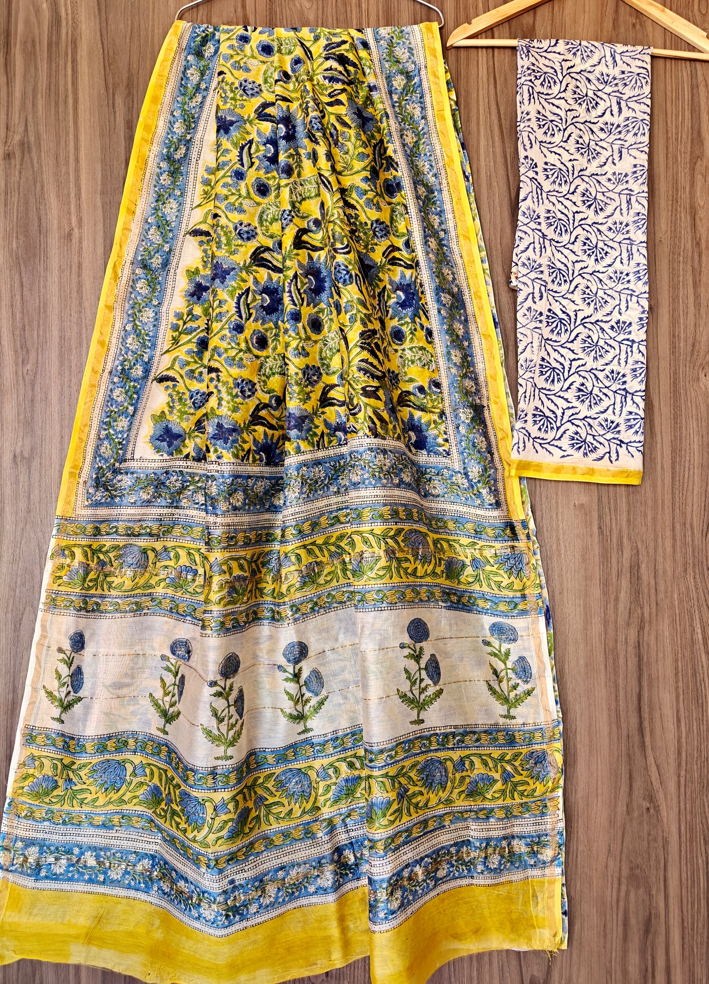 Bagru print Chanderi silk saree