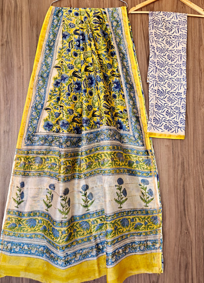 Bagru print Chanderi silk saree