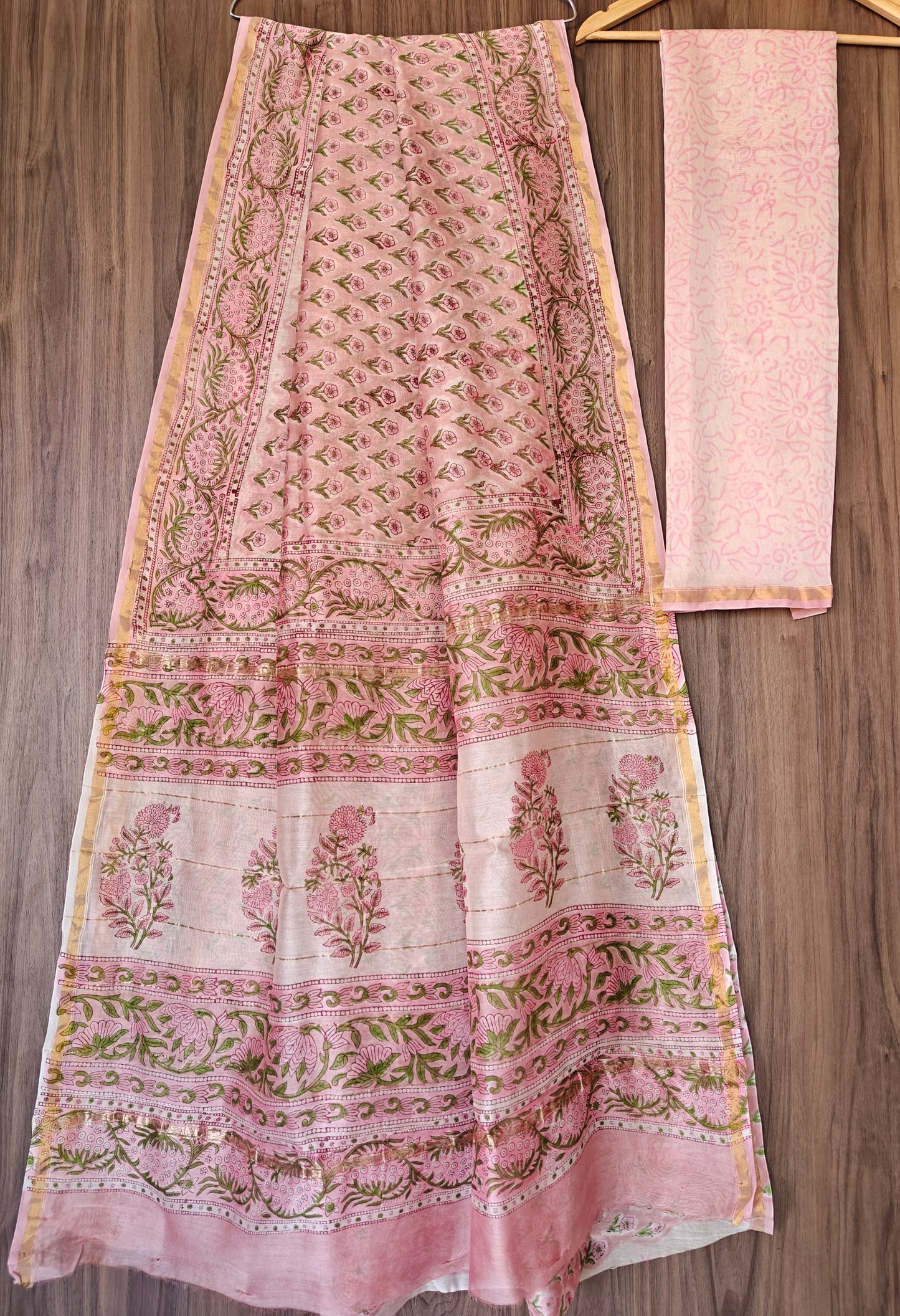 Bagru print Chanderi silk saree