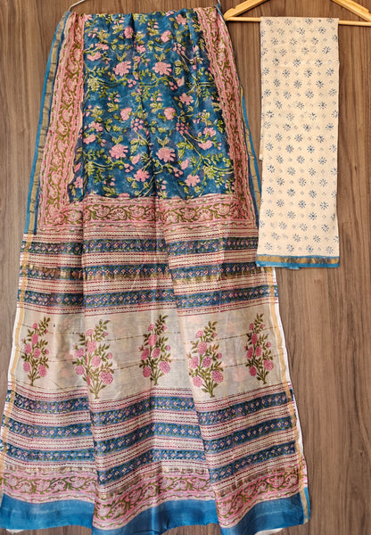 Bagru print Chanderi silk saree