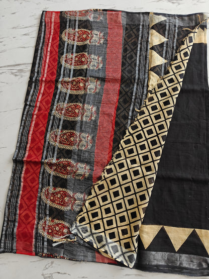 Printed Cotton Lilen Sarees With blouse
