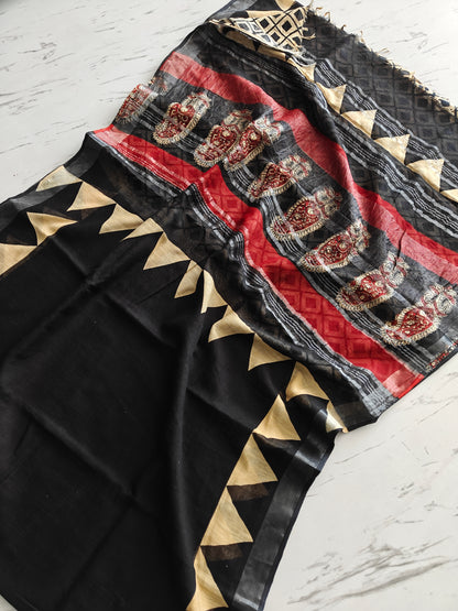 Printed Cotton Lilen Sarees With blouse