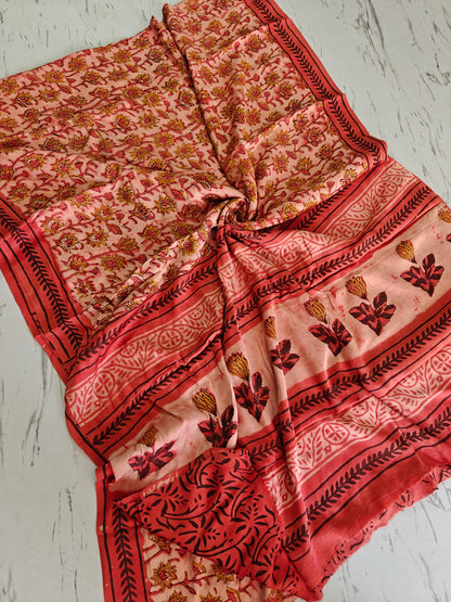 Vanspati Ajrakh Modal Silk Saree With Blouse
