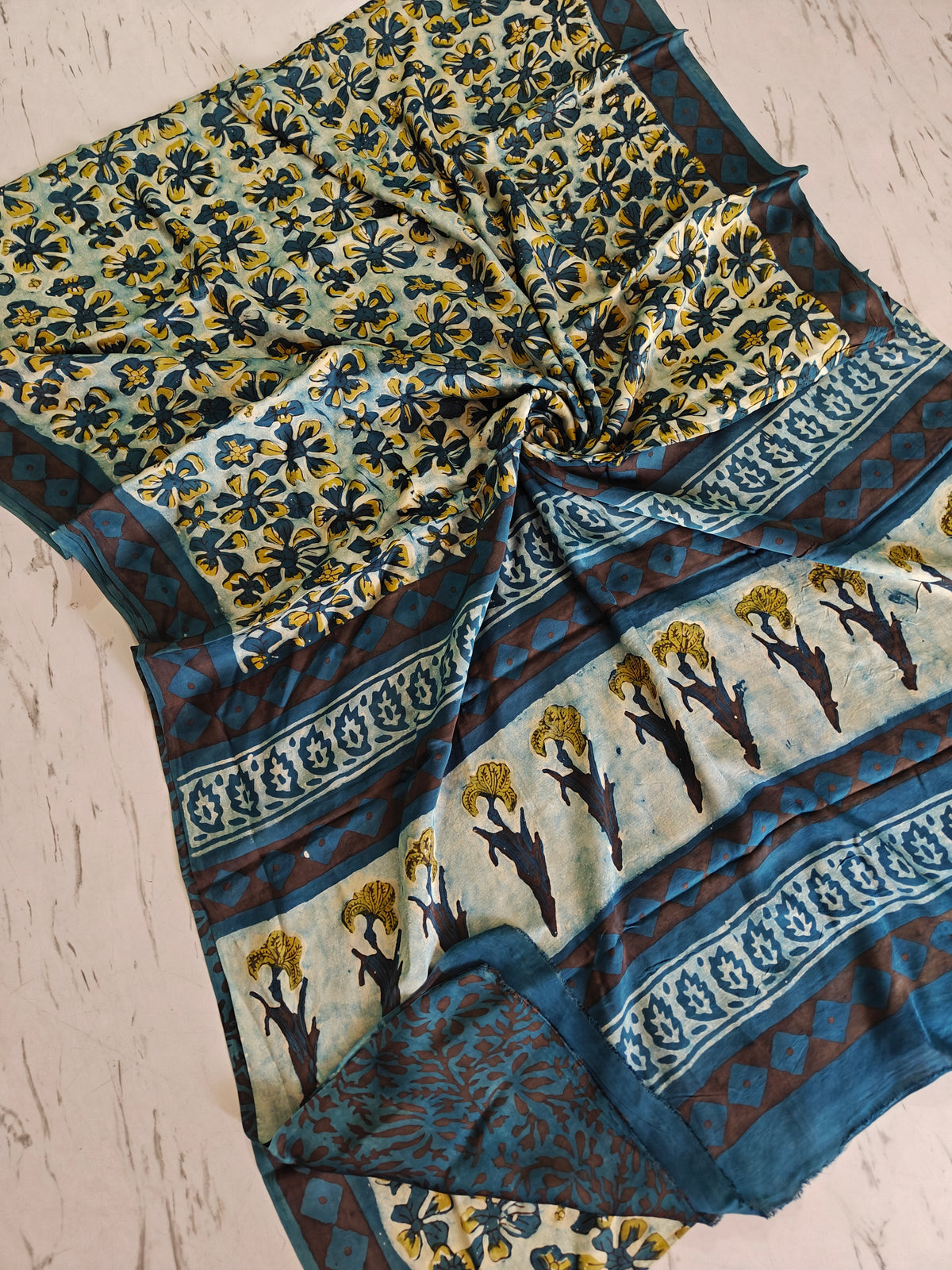 Vanaspati Ajrakh Modal Silk Saree with Blouse