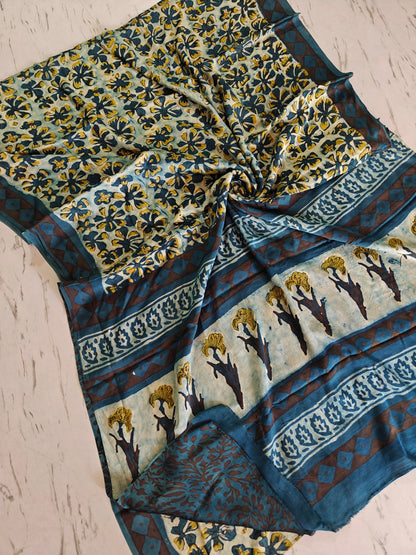 Vanaspati Ajrakh Modal Silk Saree with Blouse