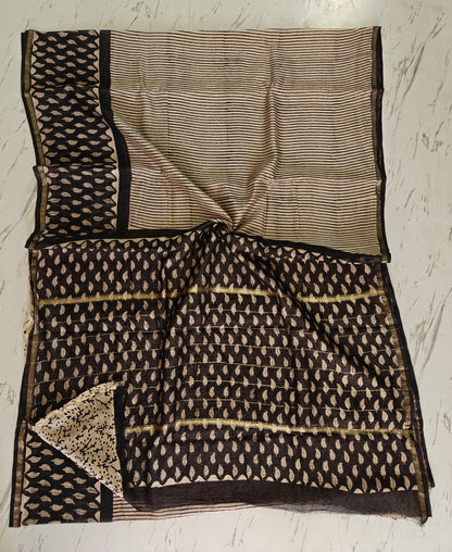 Bagru print Chanderi silk saree