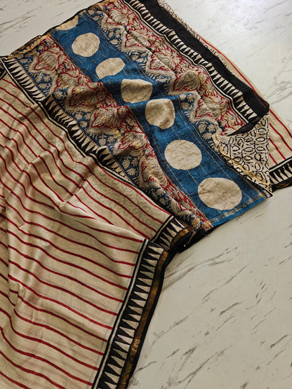 Bagru print Chanderi silk saree