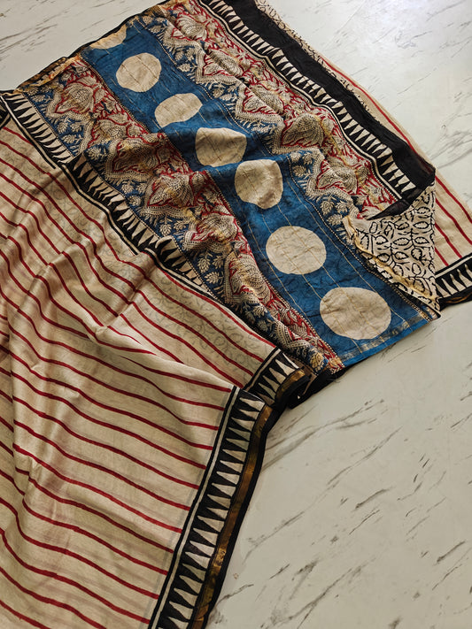 Bagru print Chanderi silk saree