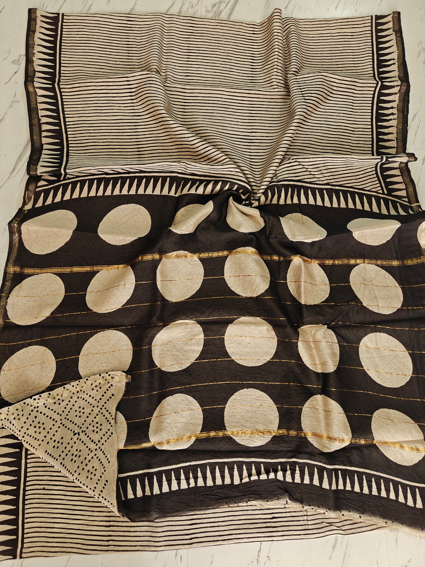 Bagru print Chanderi silk saree