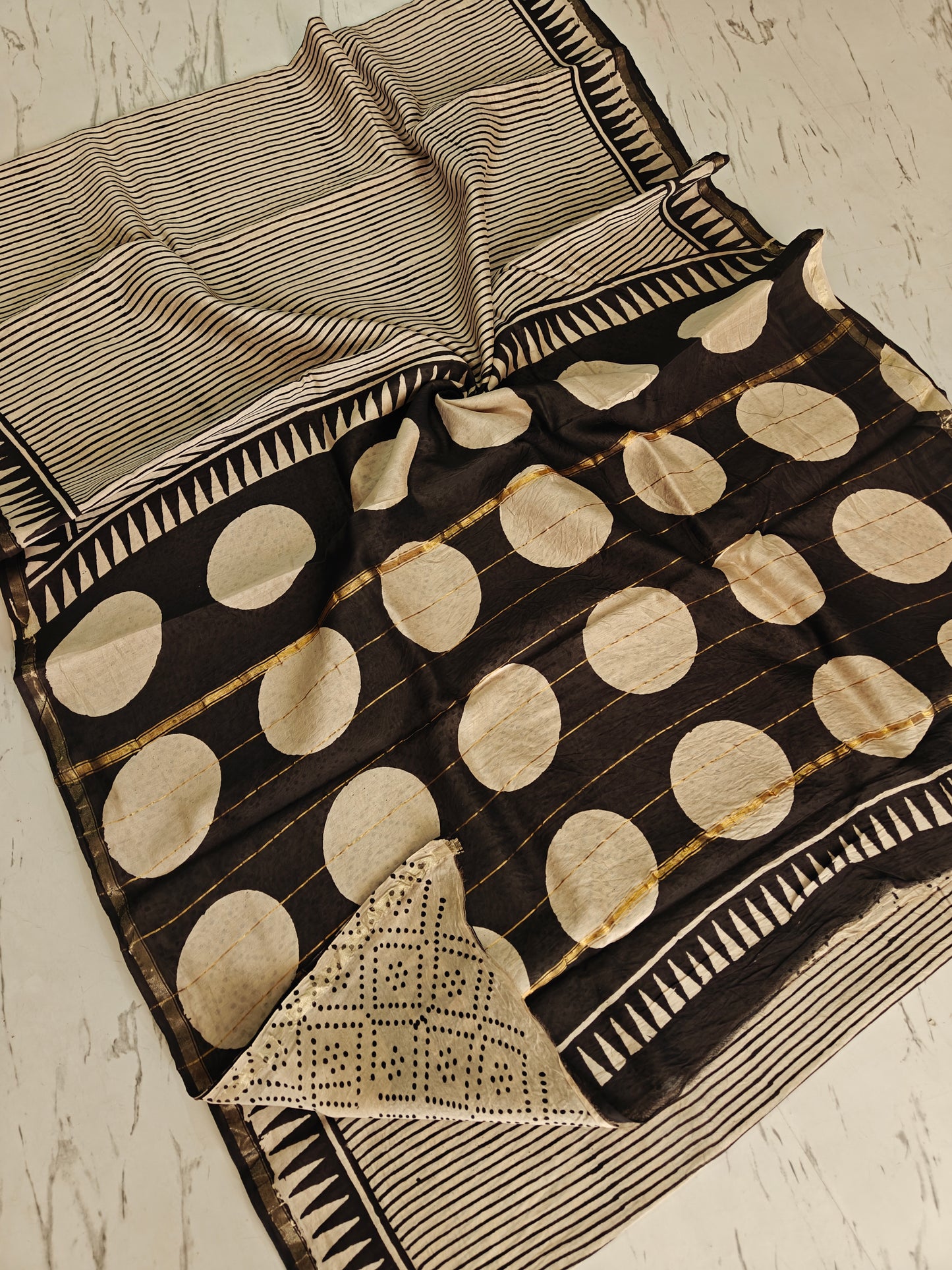 Bagru print Chanderi silk saree