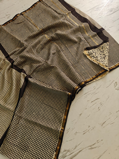 Bagru print Chanderi silk saree