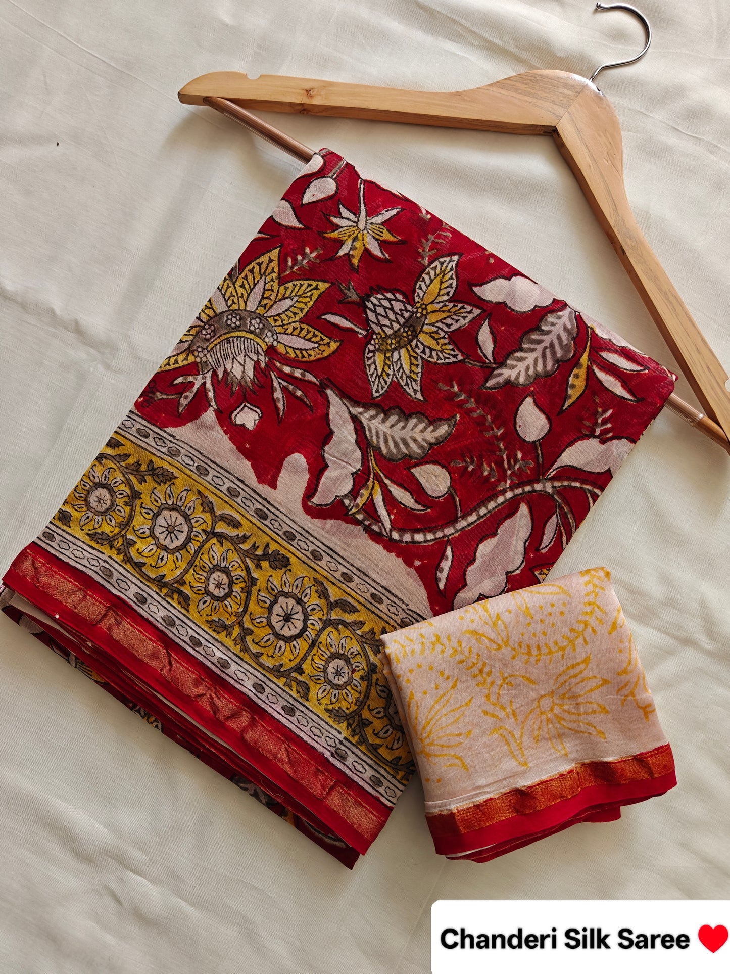Bagru print Chanderi silk saree