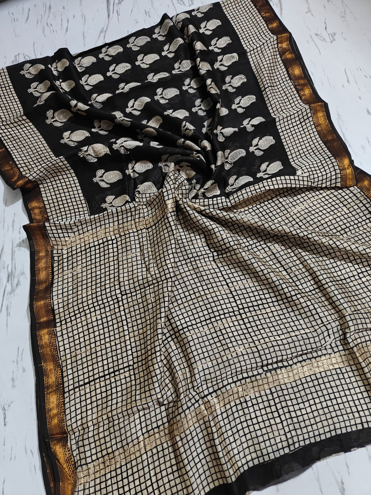 Bagru Prime Maheshwari Silk Saree with Blouse