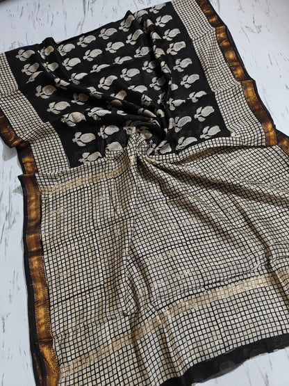 Bagru Prime Maheshwari Silk Saree with Blouse