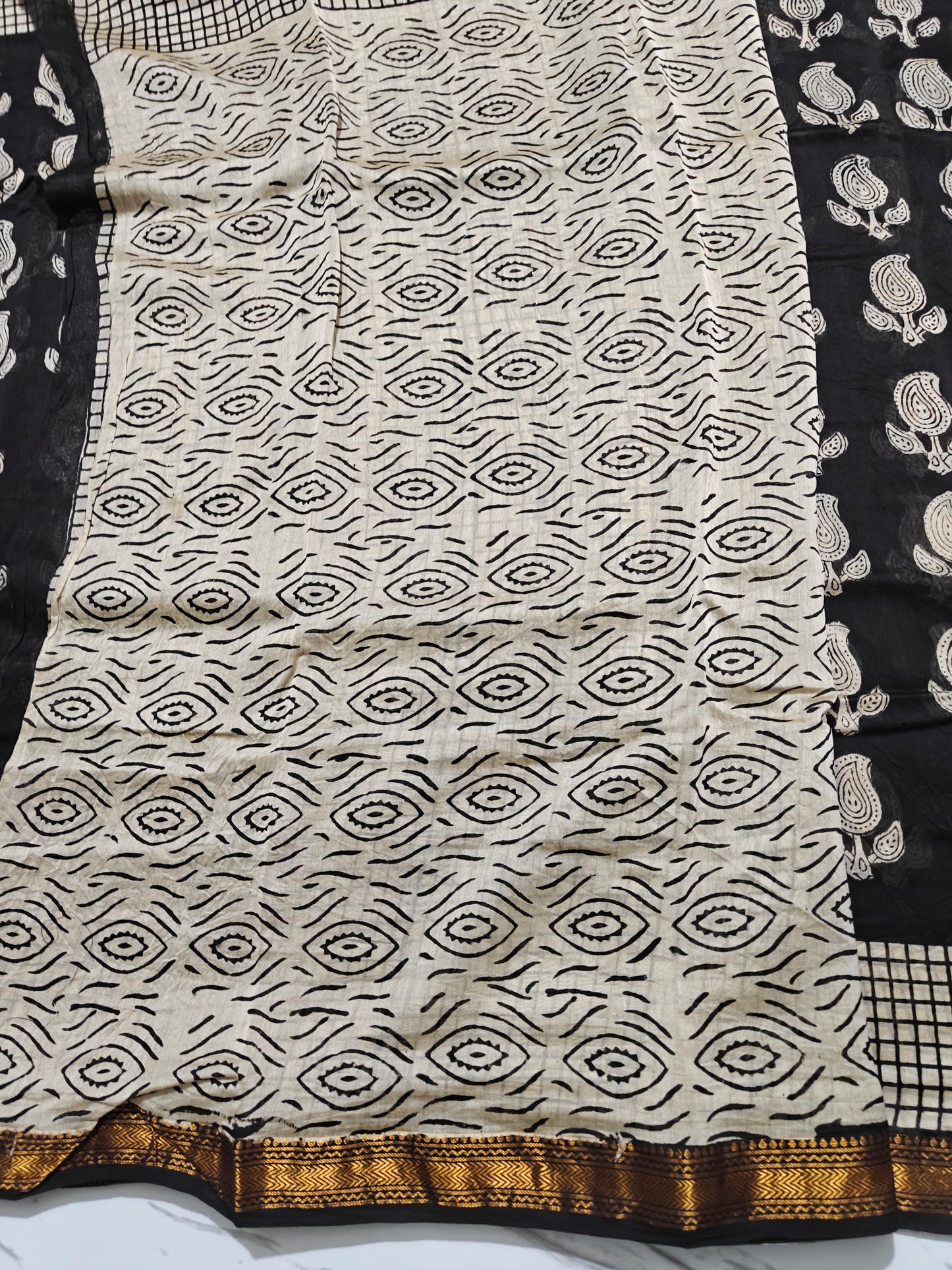 Bagru Prime Maheshwari Silk Saree with Blouse