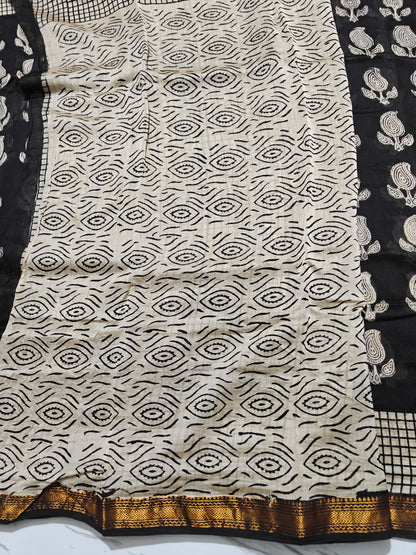 Bagru Prime Maheshwari Silk Saree with Blouse