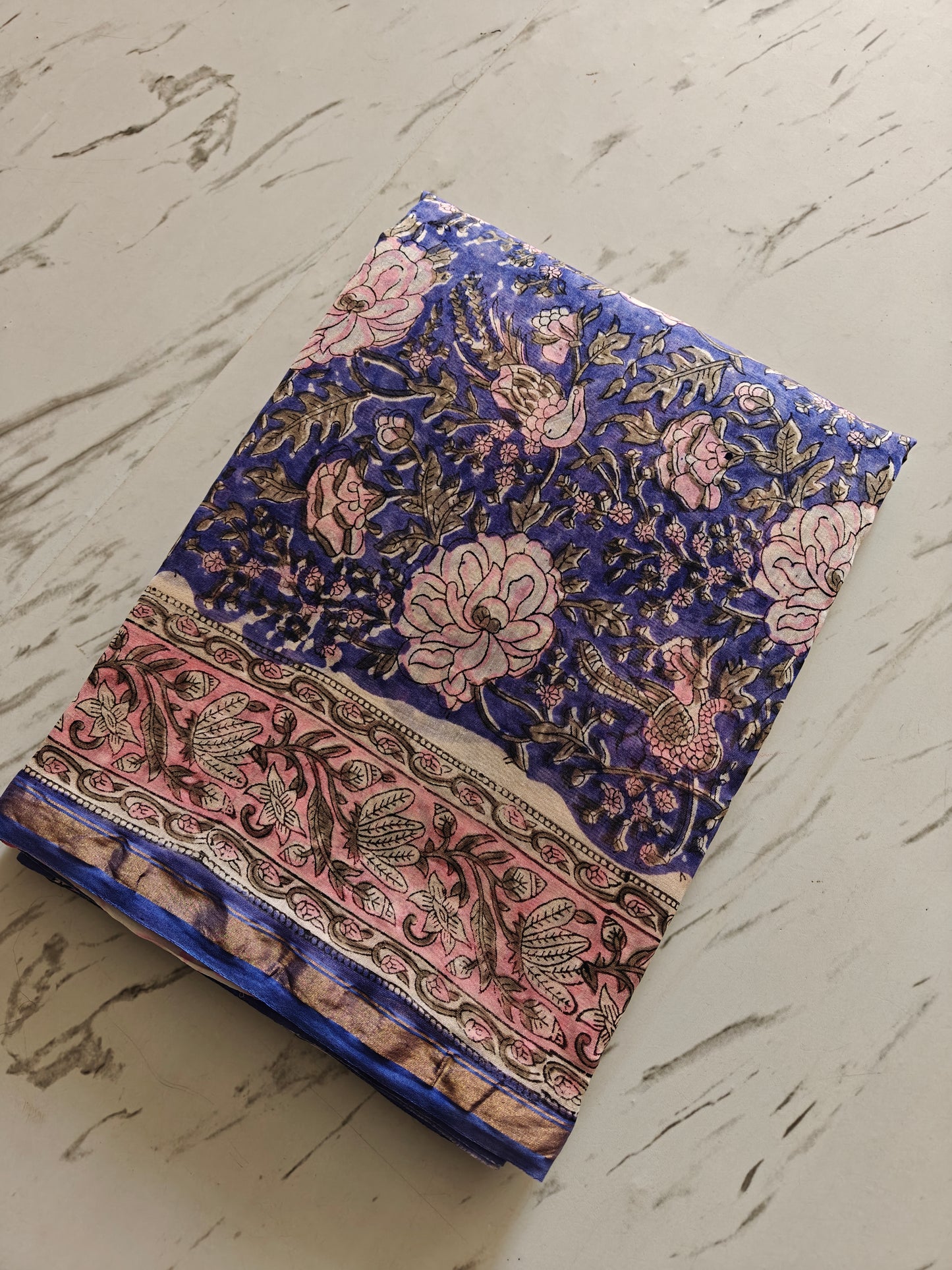Bagru print Chanderi silk saree
