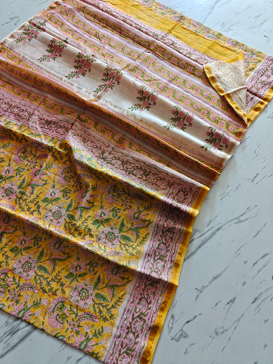 Bagru print Chanderi silk saree