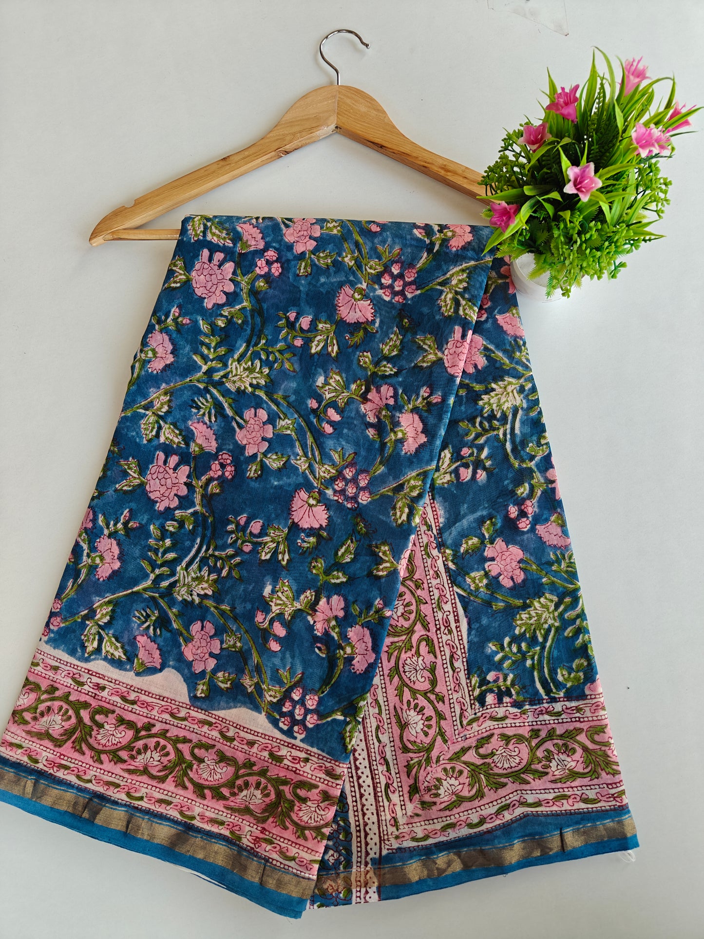 Bagru print Chanderi silk saree
