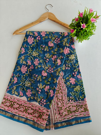 Bagru print Chanderi silk saree