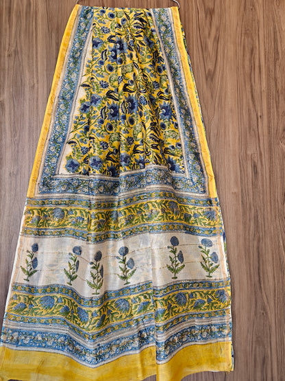 Bagru print Chanderi silk saree