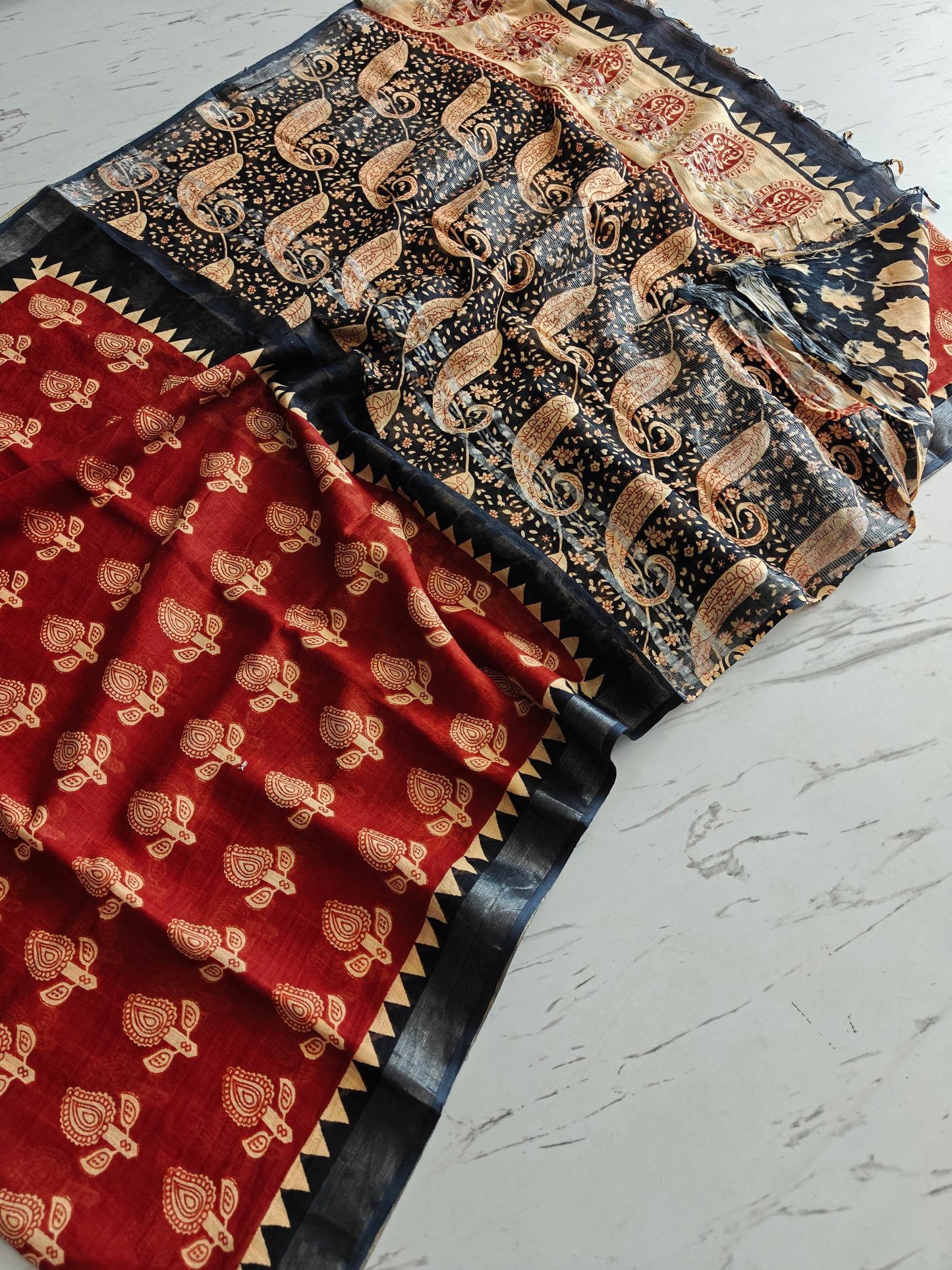 Bagru Print Lilen Saree With Blouse