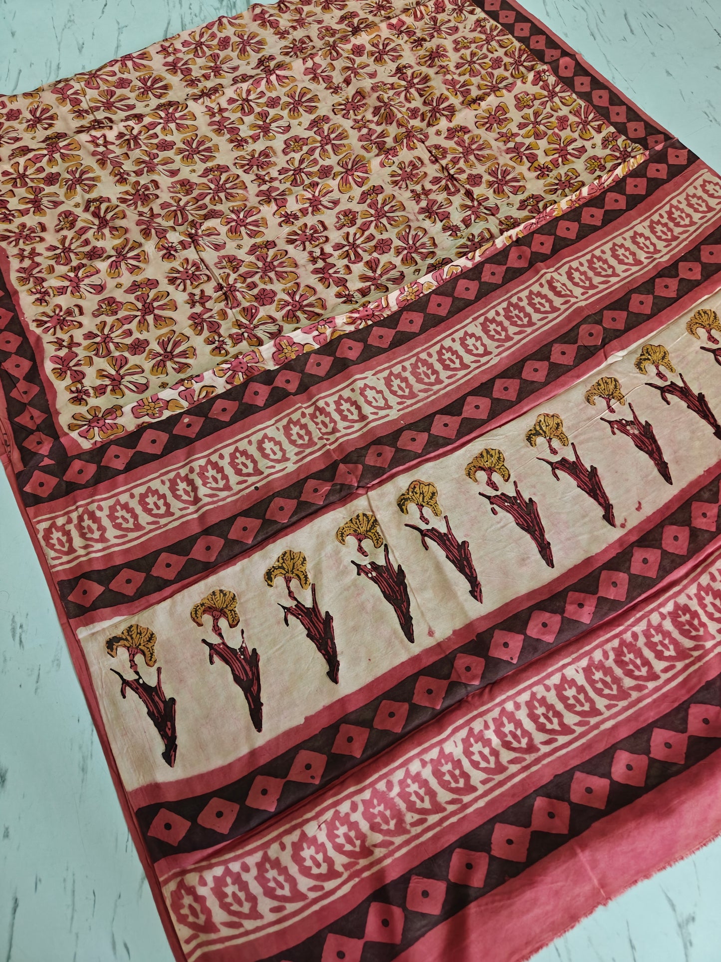 Vanaspati Ajrakh Printed Modal Silk saree